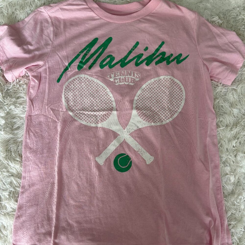 Macy's Women's Pink Malibu Graphic Tee - Size M